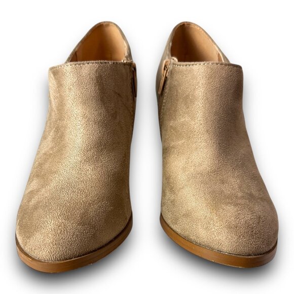 Chic Journee Womens Faux Suede Tan High Heel Ankle Booties Side Zipper EUC Sz8 - Picture 4 of 14